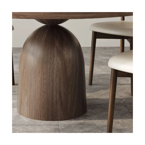fukaan 5Pcs Dark Walnut Round Table Set - Wooden Bazar