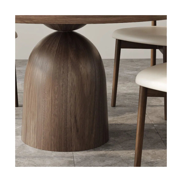 fukaan 5Pcs Dark Walnut Round Table Set - Wooden Bazar