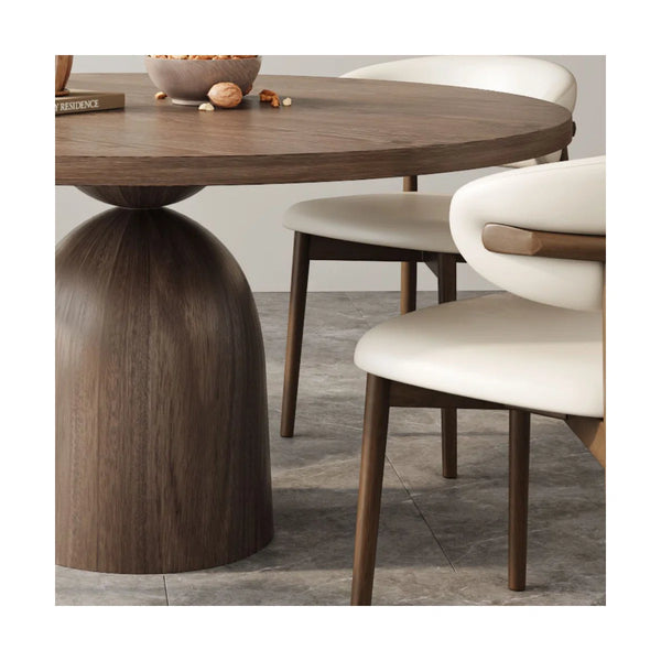 fukaan 5Pcs Dark Walnut Round Table Set - Wooden Bazar