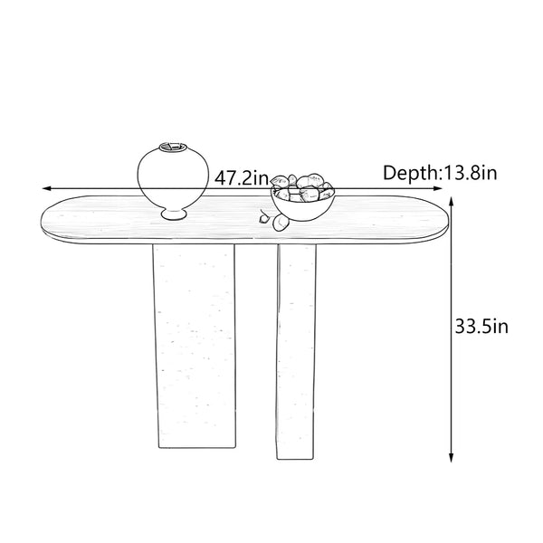 Wabi-Sabi Natural Stone Console Table with Sculptural Cave-Inspired Design for Entryway & Living Room  Wooden Bazar