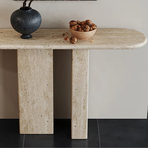 Wabi-Sabi Natural Stone Console Table with Sculptural Cave-Inspired Design for Entryway & Living Room  Wooden Bazar