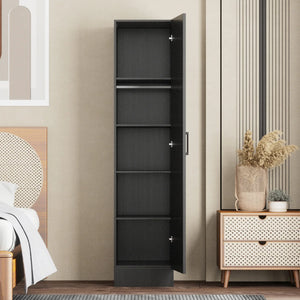 Wardrobe Armoire with Mirror Door & Reversible Left- or Right-Hand Opening  Wooden Bazar