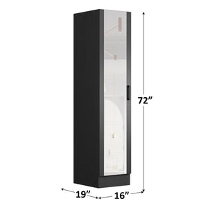 Wardrobe Armoire with Mirror Door & Reversible Left- or Right-Hand Opening  Wooden Bazar