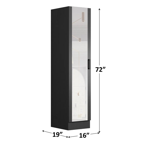 Wardrobe Armoire with Mirror Door & Reversible Left- or Right-Hand Opening  Wooden Bazar