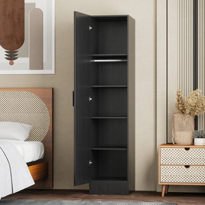 Wardrobe Armoire with Mirror Door & Reversible Left- or Right-Hand Opening  Wooden Bazar