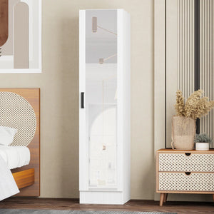 Wardrobe Armoire with Mirror Door & Reversible Left- or Right-Hand Opening  Wooden Bazar
