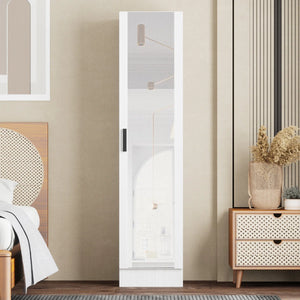 Wardrobe Armoire with Mirror Door & Reversible Left- or Right-Hand Opening  Wooden Bazar