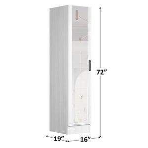 Wardrobe Armoire with Mirror Door & Reversible Left- or Right-Hand Opening  Wooden Bazar