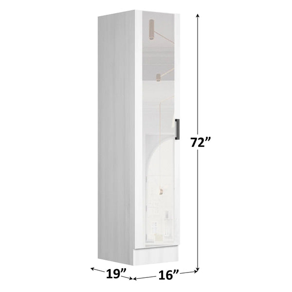 Wardrobe Armoire with Mirror Door & Reversible Left- or Right-Hand Opening  Wooden Bazar