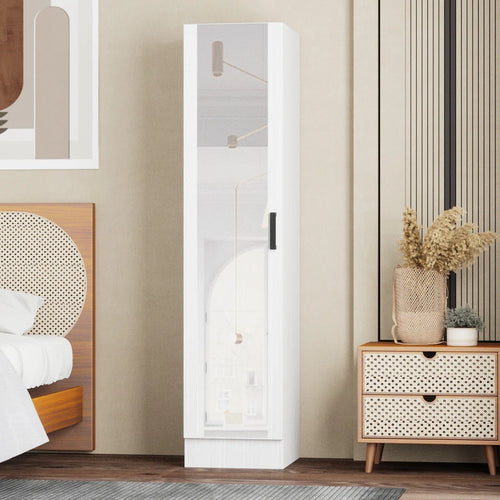 Wardrobe Armoire with Mirror Door & Reversible Left- or Right-Hand Opening  Wooden Bazar