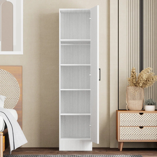 Wardrobe Armoire with Mirror Door & Reversible Left- or Right-Hand Opening  Wooden Bazar