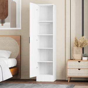 Wardrobe Armoire with Mirror Door & Reversible Left- or Right-Hand Opening  Wooden Bazar