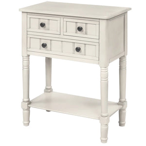 Modern Rustic Narrow Console Table with 3 Drawers & Bottom Shelf  Wooden Bazar