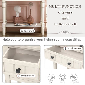 Modern Rustic Narrow Console Table with 3 Drawers & Bottom Shelf  Wooden Bazar