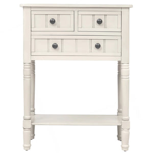 Modern Rustic Narrow Console Table with 3 Drawers & Bottom Shelf  Wooden Bazar