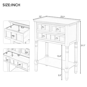 Modern Rustic Narrow Console Table with 3 Drawers & Bottom Shelf  Wooden Bazar