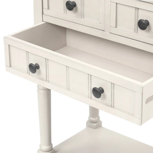 Modern Rustic Narrow Console Table with 3 Drawers & Bottom Shelf  Wooden Bazar