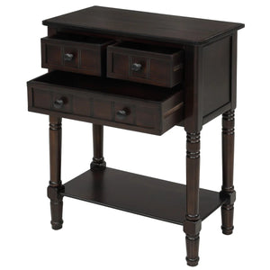 Weinman Modern Rustic Narrow Console Table with 3 Drawers & Bottom Shelf  Wooden Bazar