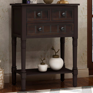 Weinman Modern Rustic Narrow Console Table with 3 Drawers & Bottom Shelf  Wooden Bazar