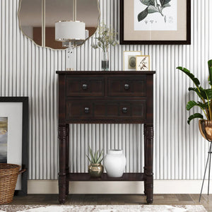 Weinman Modern Rustic Narrow Console Table with 3 Drawers & Bottom Shelf  Wooden Bazar