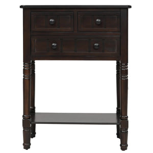 Weinman Modern Rustic Narrow Console Table with 3 Drawers & Bottom Shelf  Wooden Bazar