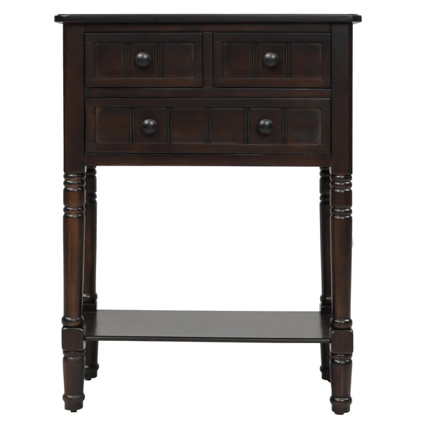 Weinman Modern Rustic Narrow Console Table with 3 Drawers & Bottom Shelf  Wooden Bazar