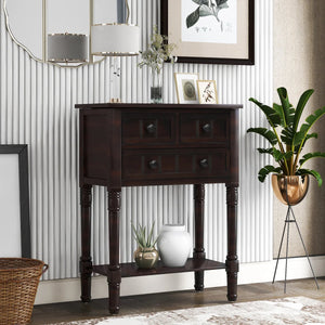 Weinman Modern Rustic Narrow Console Table with 3 Drawers & Bottom Shelf  Wooden Bazar