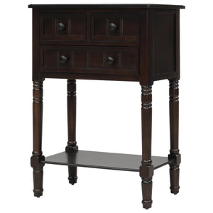 Weinman Modern Rustic Narrow Console Table with 3 Drawers & Bottom Shelf  Wooden Bazar