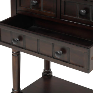 Weinman Modern Rustic Narrow Console Table with 3 Drawers & Bottom Shelf  Wooden Bazar