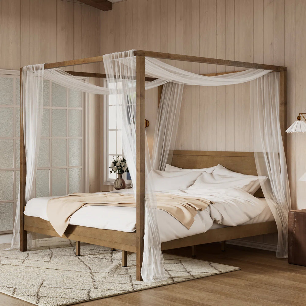 Kenbrio Upholstered Canopy Bed - Wooden bazar