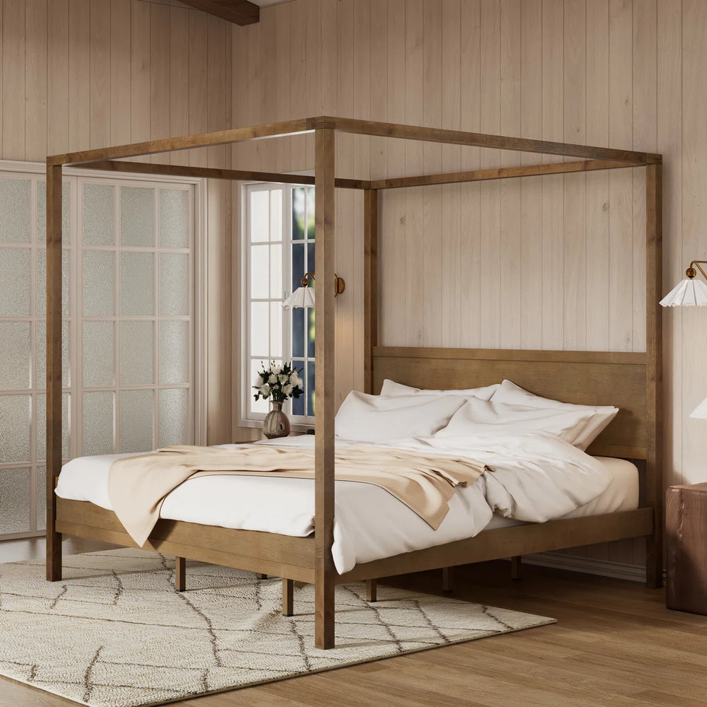 Kenbrio Upholstered Canopy Bed - Wooden bazar