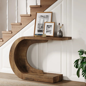 Mid-Century Modern C-Shaped Wood Console Table for Entryway, Hallway & Living Room  Wooden Bazar