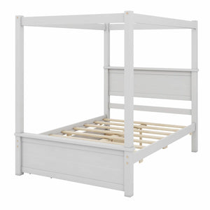Laxman Wood Canopy Bed With Two Drawers - Wooden Bazar