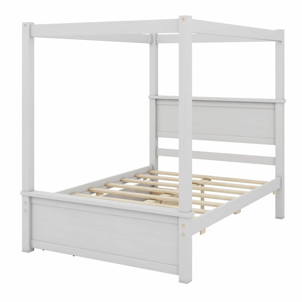 Laxman Wood Canopy Bed With Two Drawers - Wooden Bazar