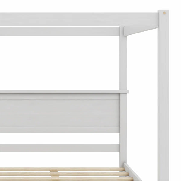 Laxman Wood Canopy Bed With Two Drawers - Wooden Bazar