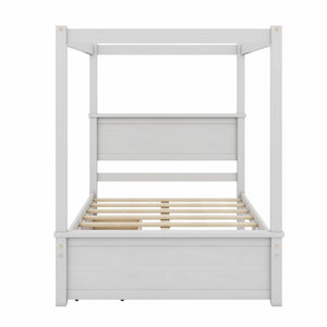 Laxman Wood Canopy Bed With Two Drawers - Wooden Bazar