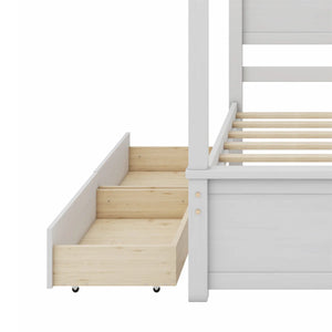 Wood Canopy Bed With Two Drawers - Wooden Bazar