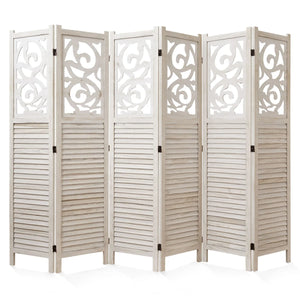 Wood Carved Folding Room Divider, Freestanding Privacy Screen   Wooden Bazar