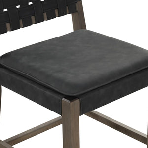 Woven Faux Suede Counter-Height Stools with Solid Wood Legs (Set of 2)  Wooden Bazar