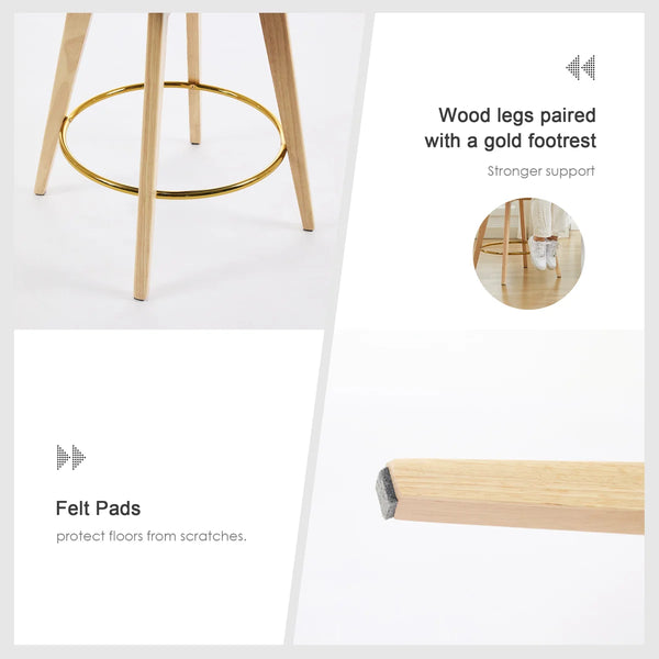 Wylee Swivel Full Back Linen Upholstered 26.8"H Counter Stool with Solid Wood Frame and Arms (Set of 2)  Wooden Bazar