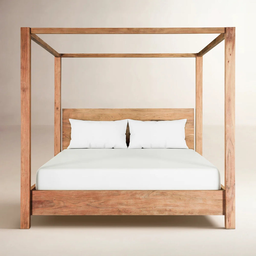 Carryon Canopy Bed In Brushed Acacia - Wooden Bazar