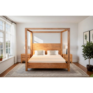 Carryon Canopy Bed In Brushed Acacia - Wooden Bazar
