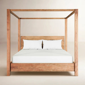 Carryon Canopy Bed In Brushed Acacia - Wooden Bazar