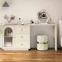 Yokota Extendable Vanity Table with 3 Drawers, Acrylic Door & Makeup Storage  Wooden Bazar