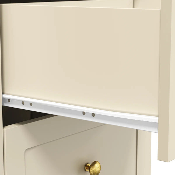 Yokota Extendable Vanity Table with 3 Drawers, Acrylic Door & Makeup Storage  Wooden Bazar