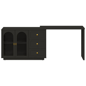 Yokota Extendable Makeup Vanity with 3 Drawers and 2 Acrylic Doors  Wooden Bazar