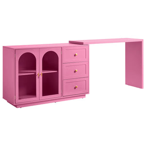 Yokota Extendable Makeup Vanity with 3 Drawers and 2 Acrylic Doors  Wooden Bazar