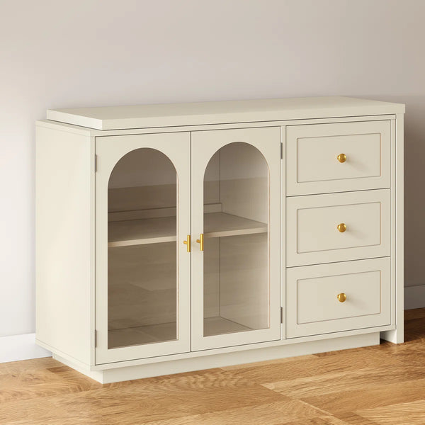 Yokota Extendable Makeup Vanity with 3 Drawers and 2 Acrylic Doors  Wooden Bazar