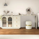 Yokota Extendable Makeup Vanity with 3 Drawers and 2 Acrylic Doors  Wooden Bazar