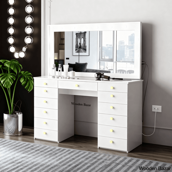 Looks Vanity Dressing Table with mirror & lights with 13 storage drawers